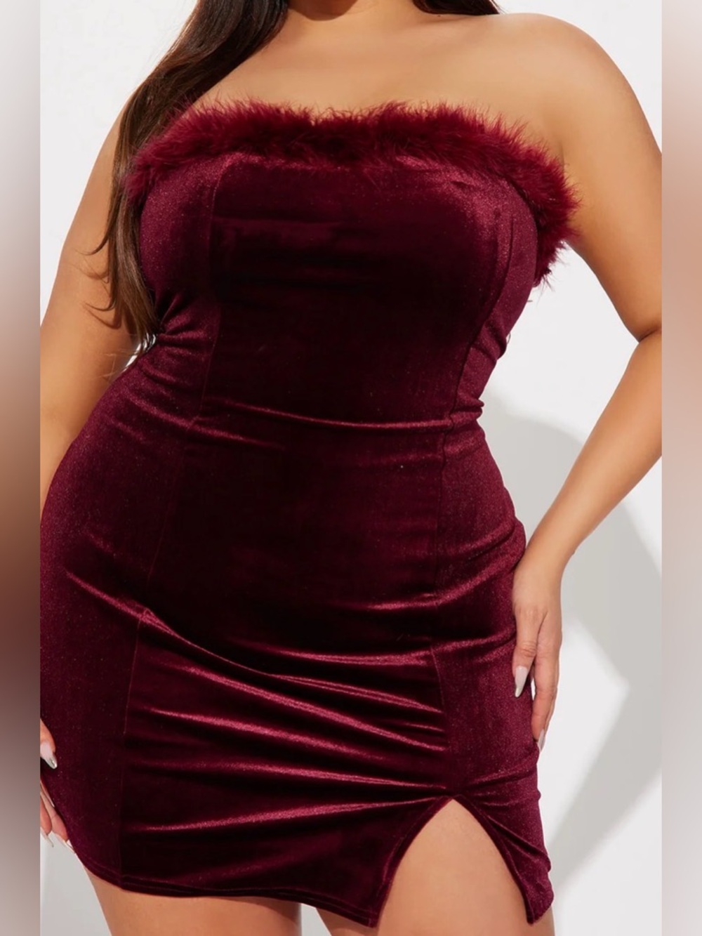 Fashion Nova Wine Velvet Bodycon Mini Dress